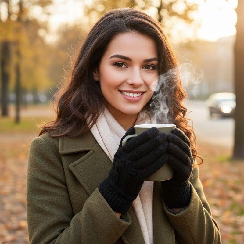 Black Cable Knit Gloves factory