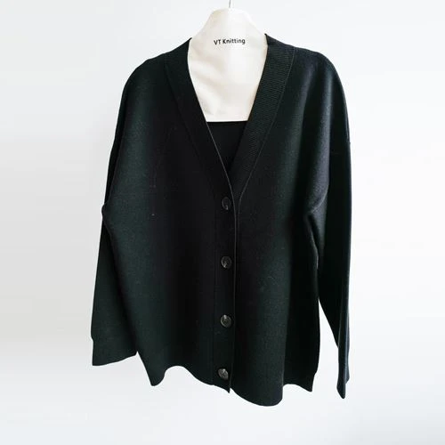 Black Wool Cardigan Sweater Women's