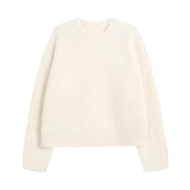 Ladies Designer Extra Fine Ribbed Wool Sweater