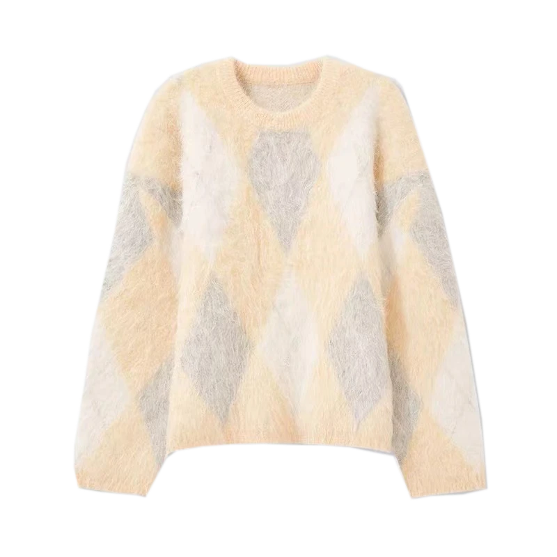 Ladies Designer Rainbow Cable Knit Sweater