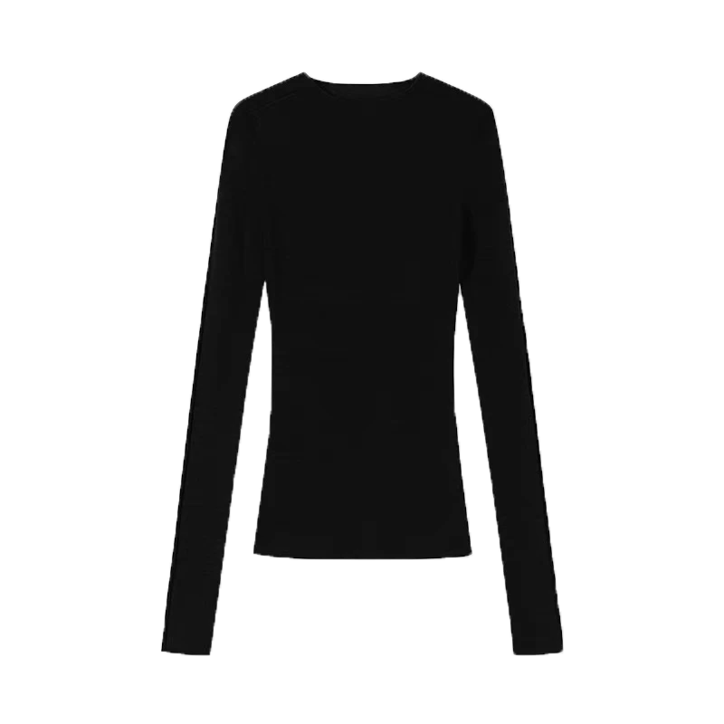 Ladies Designer Reverse Collar Striped Long Sleeve Sweater