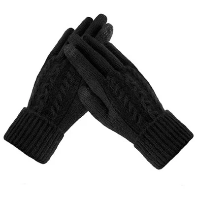 Black Cable Knit Gloves