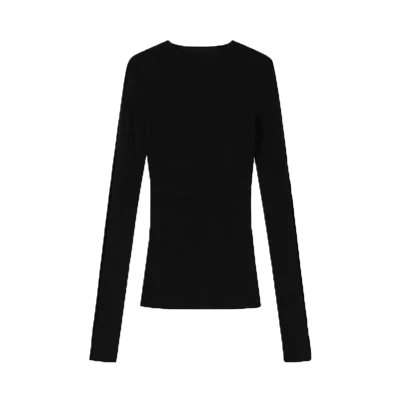 Ladies Designer Reverse Collar Striped Long Sleeve Sweater
