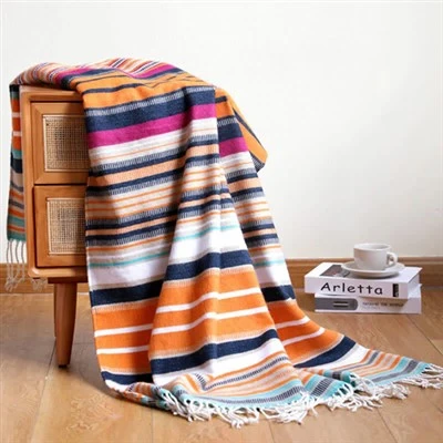 Multicolor Striped Throw Blanket
